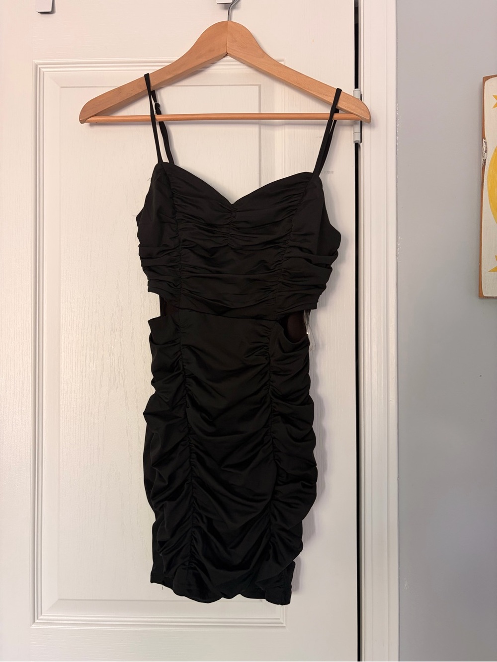 ENVY + GRACE Black Ruched Cutout Bodycon Dress